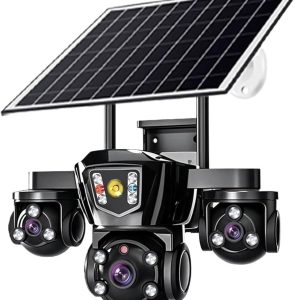 دوربین اسپیددام خورشیدی چرخشی سه لنز سیم کارت خور برای باغ