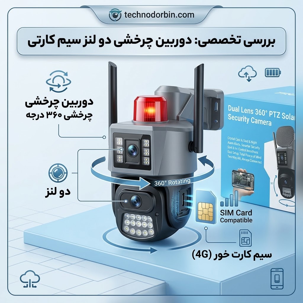 دوربین چرخشی دو لنز سیم کارتی